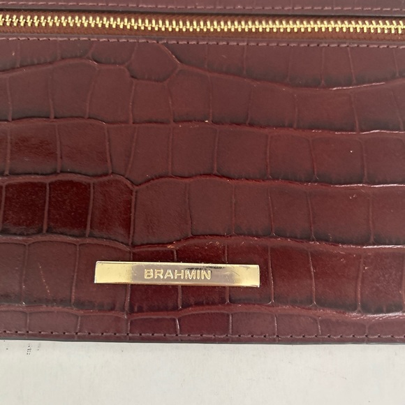 Brahmin crocodile Leather Chocolate Cherry Leather Clutch - Picture 3 of 12